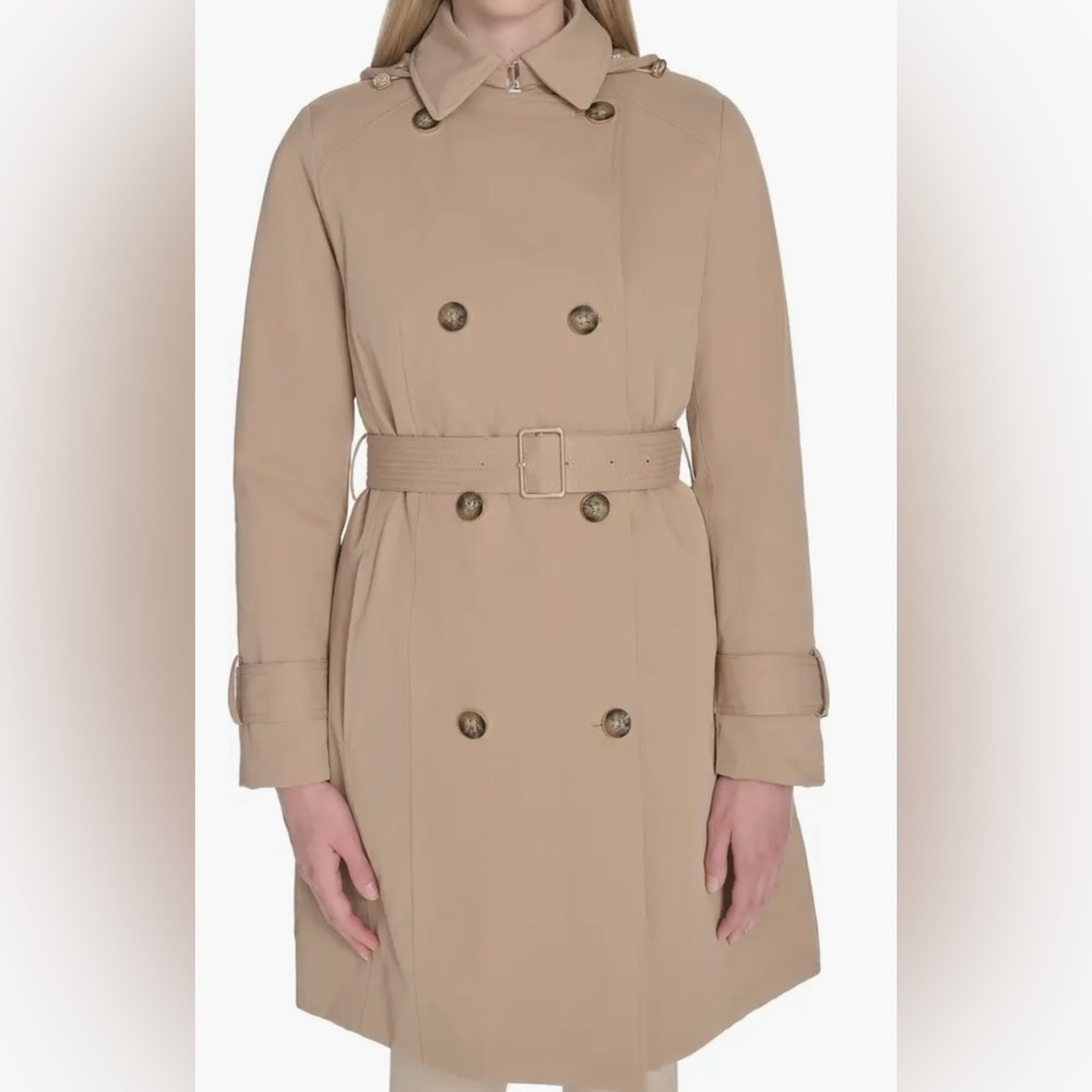Cole Haan Beige Double-Breasted Trench Coat with Belt